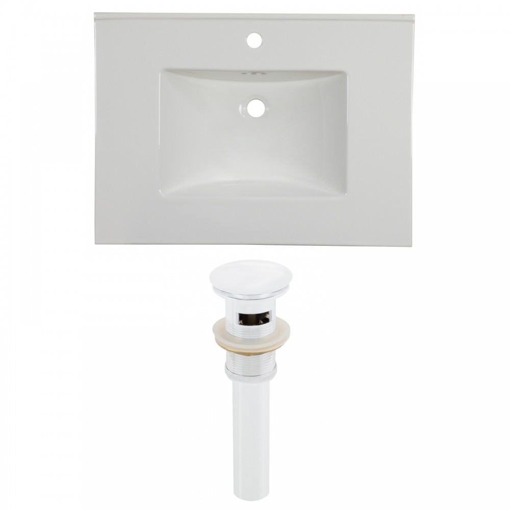 30.75-in. W 1 Hole Ceramic Top Set In White Color - Overflow Drain Incl.