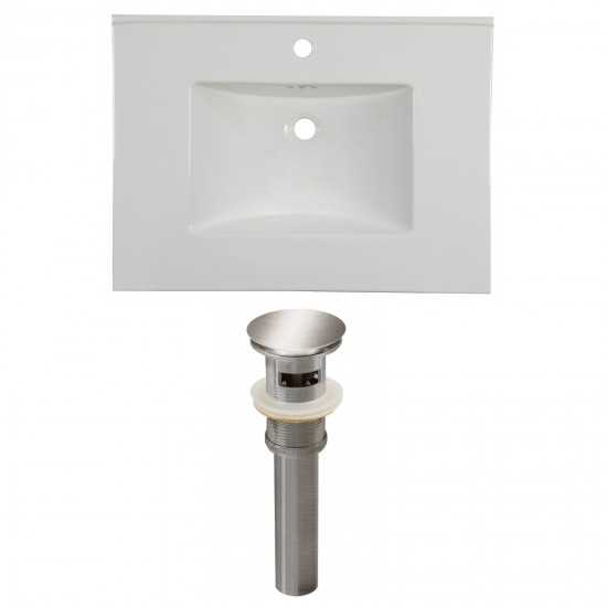 30.75-in. W 1 Hole Ceramic Top Set In White Color - Overflow Drain Incl.