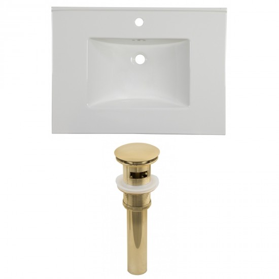 30.75-in. W 1 Hole Ceramic Top Set In White Color - Overflow Drain Incl.