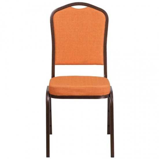 Crown Back Stacking Banquet Chair in Orange Fabric - Copper Vein Frame
