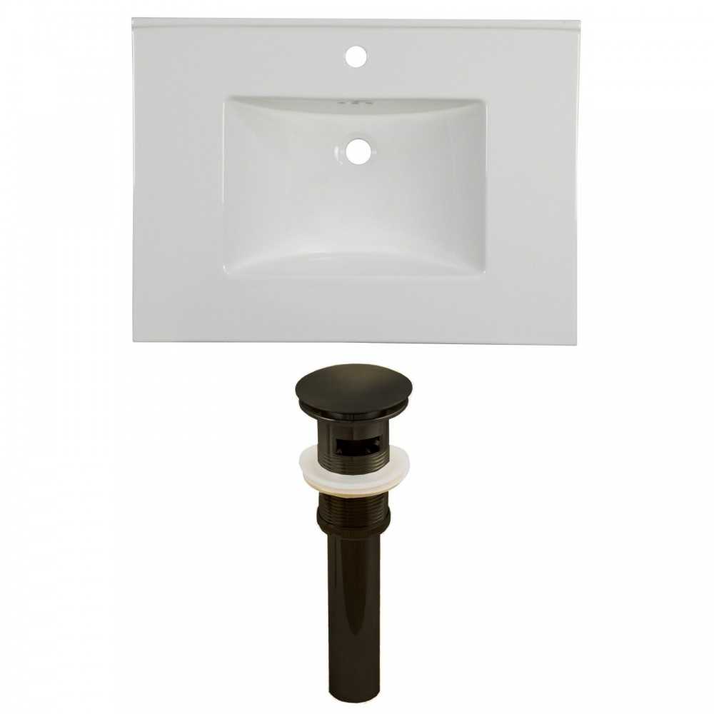 30.75-in. W 1 Hole Ceramic Top Set In White Color - Overflow Drain Incl.