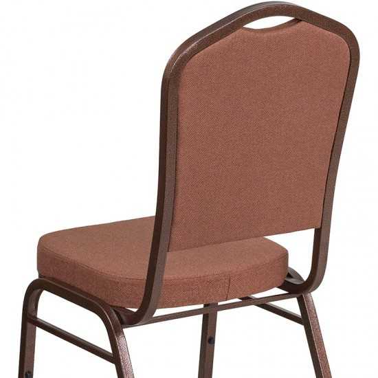Crown Back Stacking Banquet Chair in Brown Fabric - Copper Vein Frame