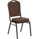 Crown Back Stacking Banquet Chair in Brown Patterned Fabric - Copper Vein Frame