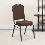 Crown Back Stacking Banquet Chair in Brown Patterned Fabric - Copper Vein Frame