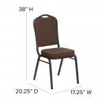 Crown Back Stacking Banquet Chair in Brown Patterned Fabric - Copper Vein Frame