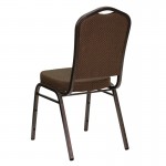 Crown Back Stacking Banquet Chair in Brown Patterned Fabric - Copper Vein Frame