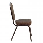 Crown Back Stacking Banquet Chair in Brown Patterned Fabric - Copper Vein Frame