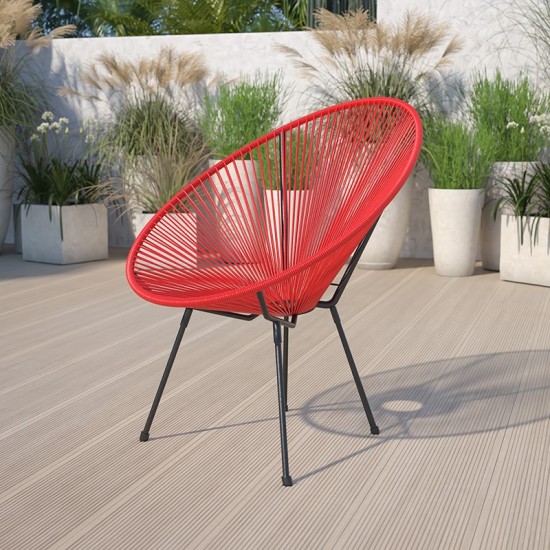 Valencia Oval Comfort Series Take Ten Red Rattan Lounge Chair