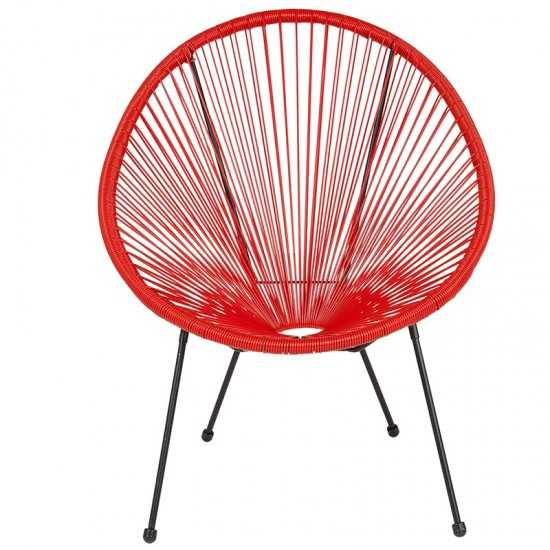 Valencia Oval Comfort Series Take Ten Red Rattan Lounge Chair