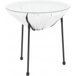 Valencia Oval Comfort Series Take Ten White Rattan Table with Glass Top