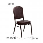 Crown Back Stacking Banquet Chair in Brown Vinyl - Copper Vein Frame