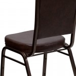 Crown Back Stacking Banquet Chair in Brown Vinyl - Copper Vein Frame