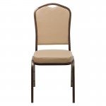 Crown Back Stacking Banquet Chair in Tan Vinyl - Copper Vein Frame