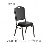 Crown Back Stacking Banquet Chair in Black Vinyl - Gold Vein Frame