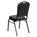 Crown Back Stacking Banquet Chair in Black Vinyl - Gold Vein Frame