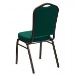 Crown Back Stacking Banquet Chair in Green Fabric - Gold Vein Frame