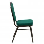 Crown Back Stacking Banquet Chair in Green Fabric - Gold Vein Frame