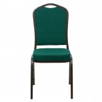 Crown Back Stacking Banquet Chair in Green Fabric - Gold Vein Frame