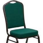 Crown Back Stacking Banquet Chair in Green Fabric - Gold Vein Frame