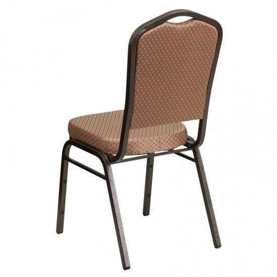 Crown Back Stacking Banquet Chair in Gold Diamond Patterned Fabric - Gold Vein Frame