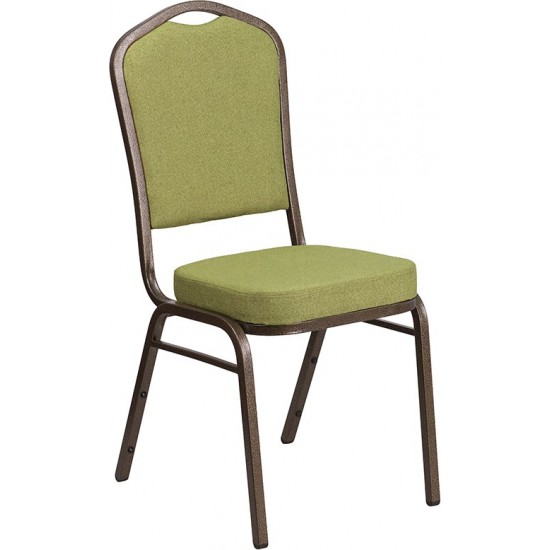 Crown Back Stacking Banquet Chair in Moss Fabric - Gold Vein Frame