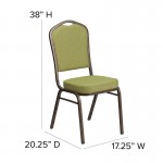 Crown Back Stacking Banquet Chair in Moss Fabric - Gold Vein Frame