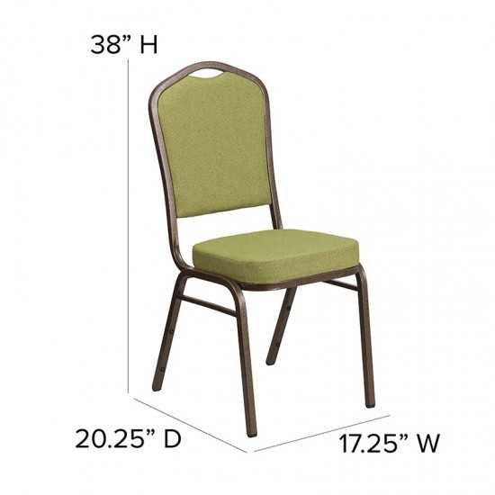 Crown Back Stacking Banquet Chair in Moss Fabric - Gold Vein Frame