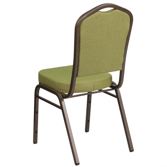 Crown Back Stacking Banquet Chair in Moss Fabric - Gold Vein Frame