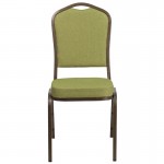 Crown Back Stacking Banquet Chair in Moss Fabric - Gold Vein Frame