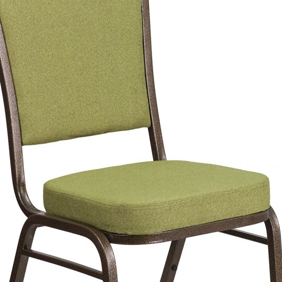 Crown Back Stacking Banquet Chair in Moss Fabric - Gold Vein Frame