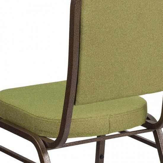 Crown Back Stacking Banquet Chair in Moss Fabric - Gold Vein Frame