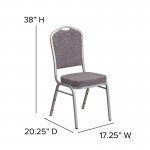 Crown Back Stacking Banquet Chair in Herringbone Fabric - Silver Frame