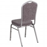 Crown Back Stacking Banquet Chair in Herringbone Fabric - Silver Frame