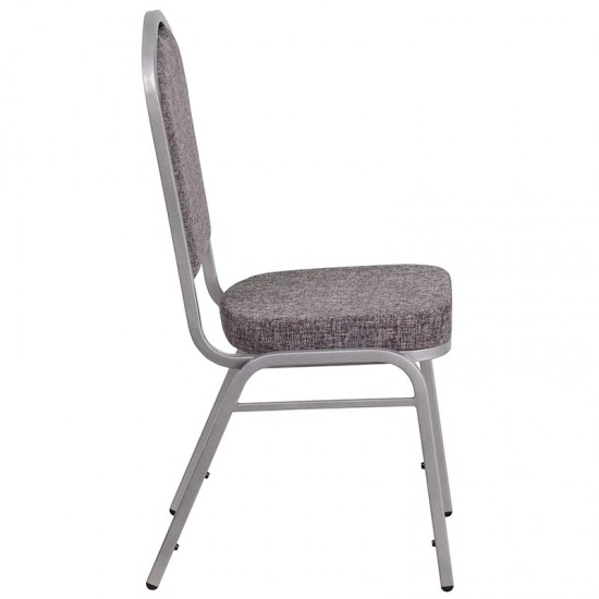 Crown Back Stacking Banquet Chair in Herringbone Fabric - Silver Frame