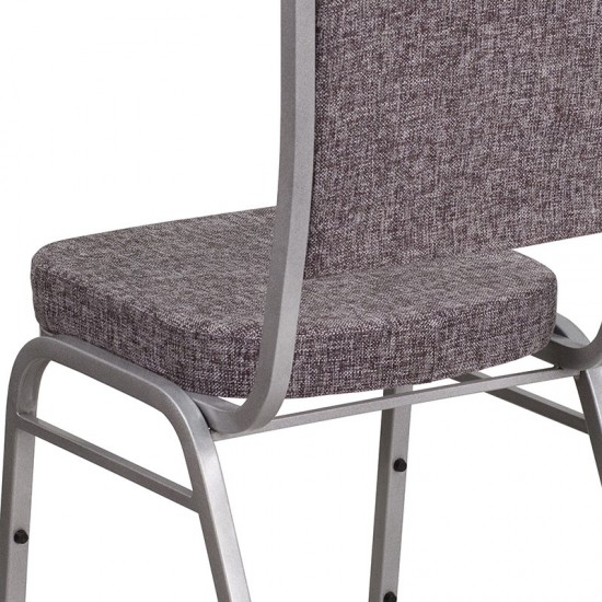 Crown Back Stacking Banquet Chair in Herringbone Fabric - Silver Frame