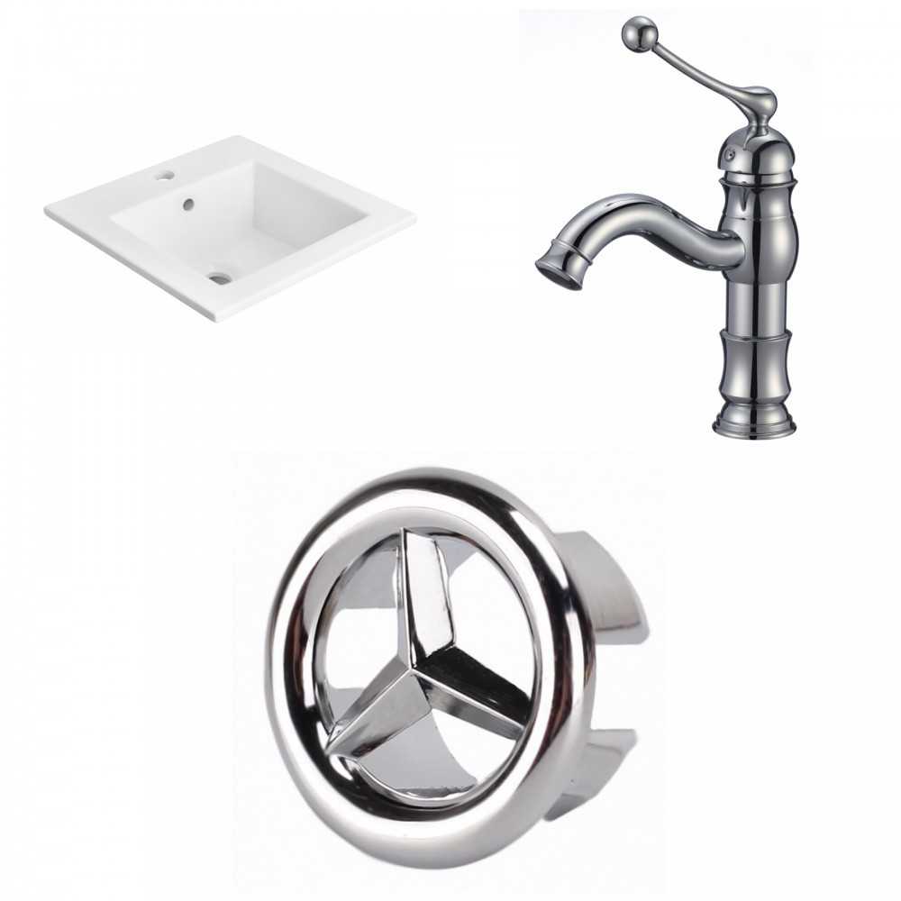 21-in. W 1 Hole Ceramic Top Set In White Color