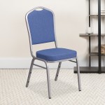 Crown Back Stacking Banquet Chair in Blue Fabric - Silver Frame