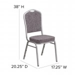 Crown Back Stacking Banquet Chair in Blue Fabric - Silver Frame