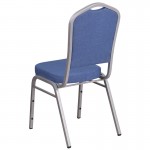 Crown Back Stacking Banquet Chair in Blue Fabric - Silver Frame