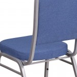 Crown Back Stacking Banquet Chair in Blue Fabric - Silver Frame