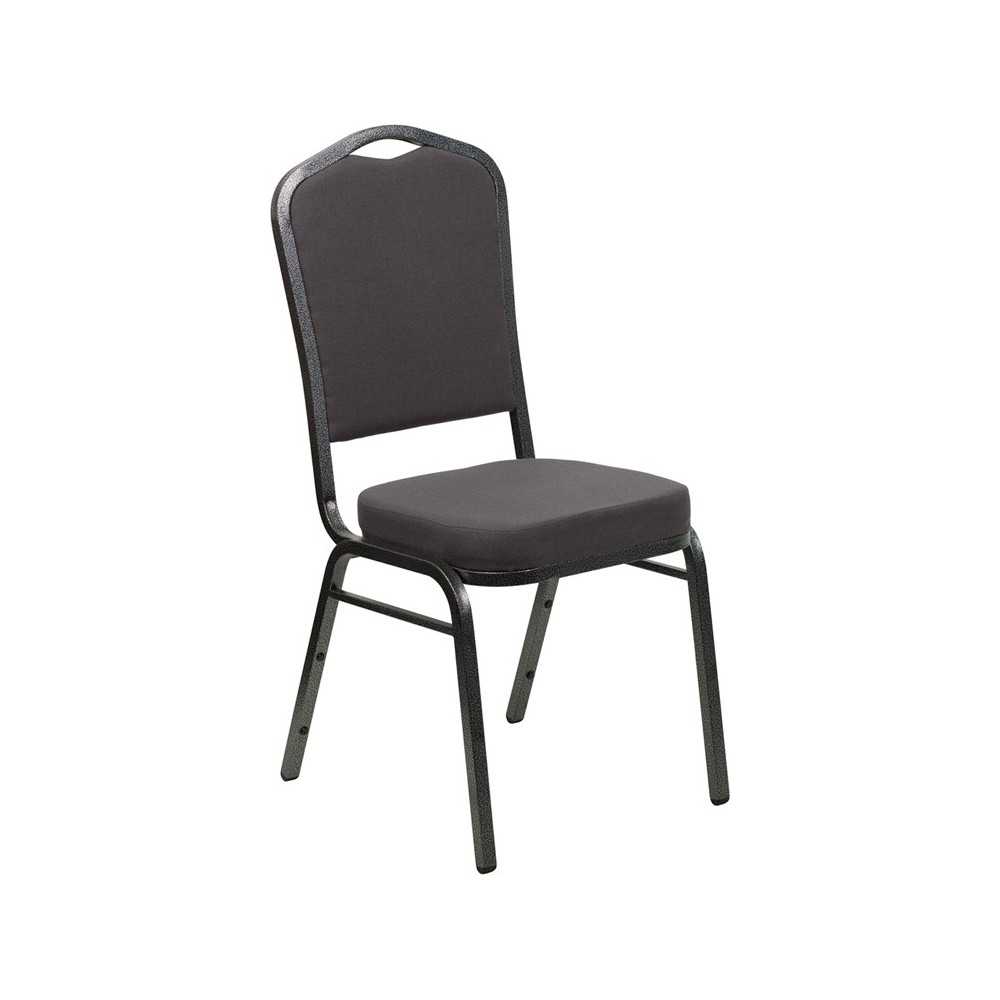 Crown Back Stacking Banquet Chair in Gray Fabric - Silver Vein Frame