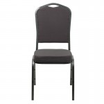 Crown Back Stacking Banquet Chair in Gray Fabric - Silver Vein Frame
