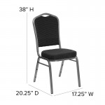 Crown Back Stacking Banquet Chair in Black Dot Patterned Fabric - Silver Vein Frame