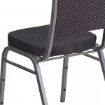 Crown Back Stacking Banquet Chair in Black Patterned Fabric - Silver Vein Frame