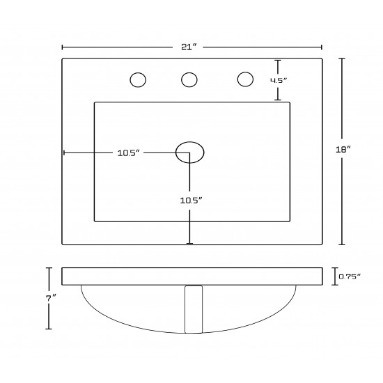 21-in. W 3H8-in. Ceramic Top Set In White Color
