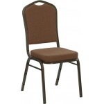 Crown Back Stacking Banquet Chair in Coffee Fabric - Gold Vein Frame