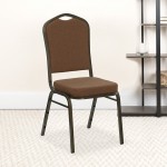 Crown Back Stacking Banquet Chair in Coffee Fabric - Gold Vein Frame