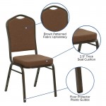 Crown Back Stacking Banquet Chair in Coffee Fabric - Gold Vein Frame