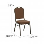 Crown Back Stacking Banquet Chair in Coffee Fabric - Gold Vein Frame