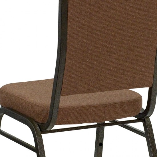 Crown Back Stacking Banquet Chair in Coffee Fabric - Gold Vein Frame